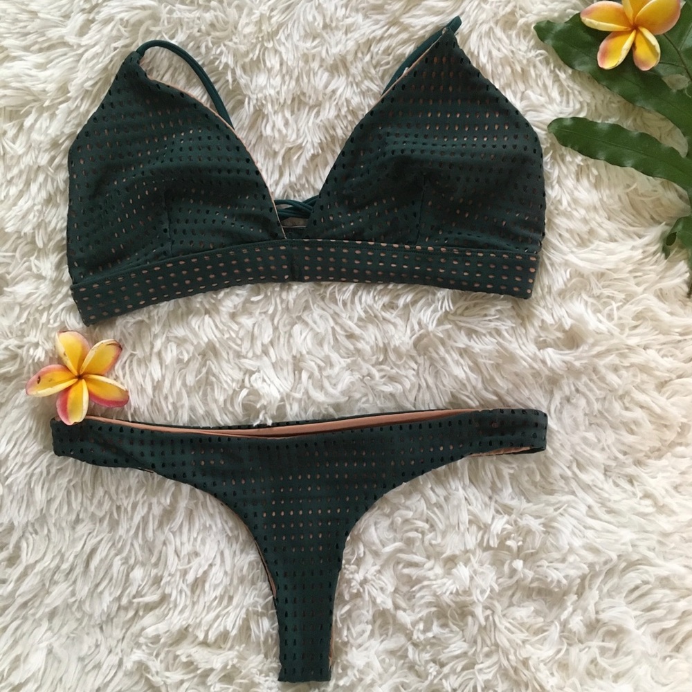 ✨GUC 🏷  ACACIA 👙 SET Awapui & Hookipa 🦚 in mesh seaweed green
